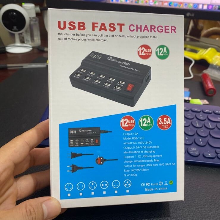 Sạc Điện Thoại 5V - 12 Cổng USB - Có Công Tắc SAC12P02