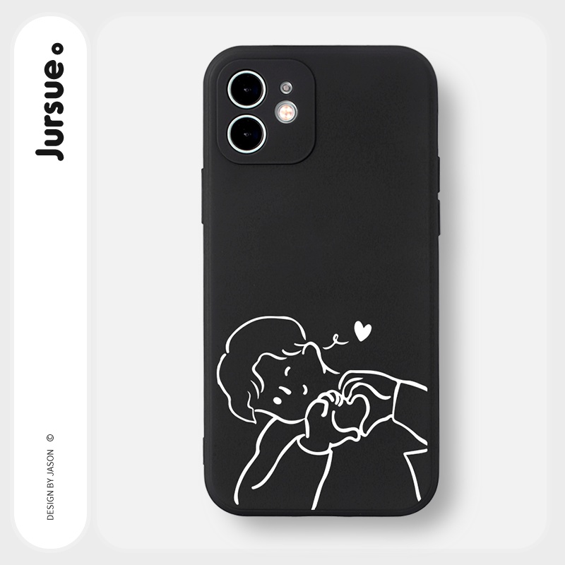 Ốp lưng JURSUE hoạt hình cặp đôi dễ thương đẹp cho iPhone 13 12 11 Pro Max SE 2020 X XR XS ip 8 7 6 6S Plus kute Y225