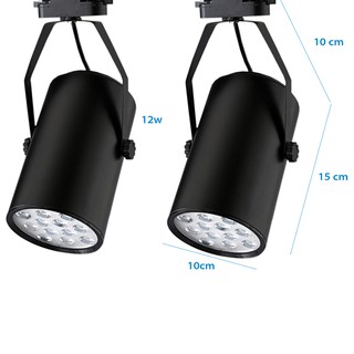 Bộ 2 đèn led rọi thanh ray 12w vỏ đen  ánh sáng trắng /vàng và 1 thanh ray màu đen 1 mét