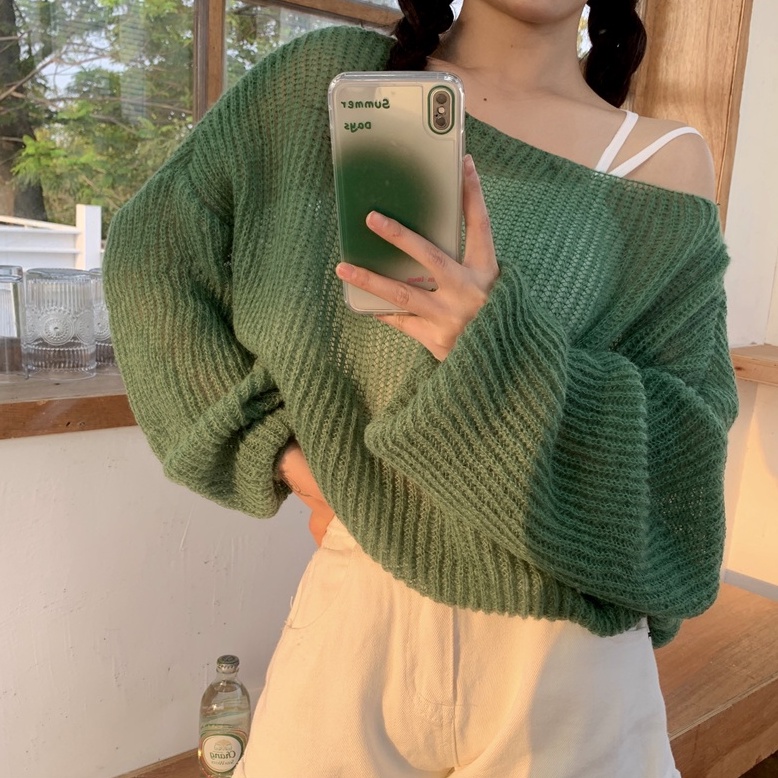 Áo sweater Mỏng Nhẹ Tay Dài Xuyên Thấu Thời Trang Mùa Xuân Cho Nữ