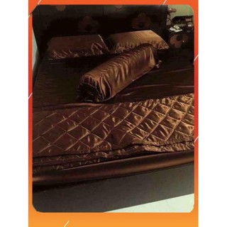[Sale off] Chăn ga gối phi lụa_L13 (màu nâu)