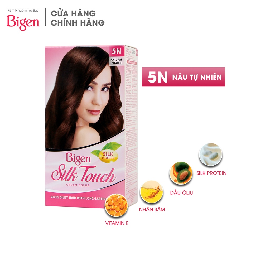 Thuốc nhuộm phủ bạc Bigen Silk Touch 80ml dạng kem, phủ bạc, dưỡng tóc mềm mượt, màu trẻ trung