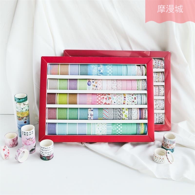 Hộp 100 cuộn washi cơ bản nhiều kích cỡ