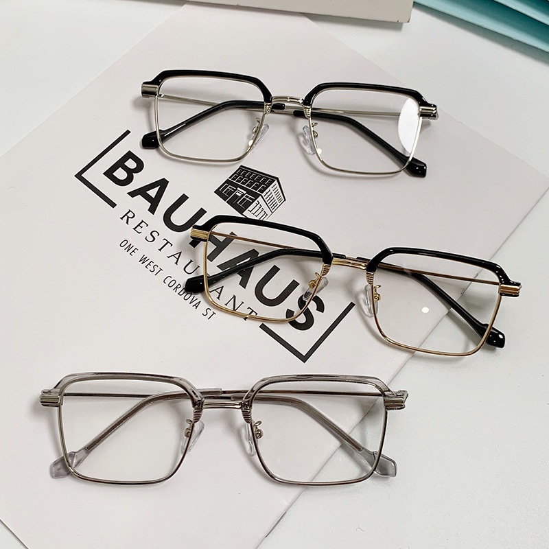 Kính mát CHARMRAY gọng vuông kim loại thời trang cho nam nữ kèm phụ kiện