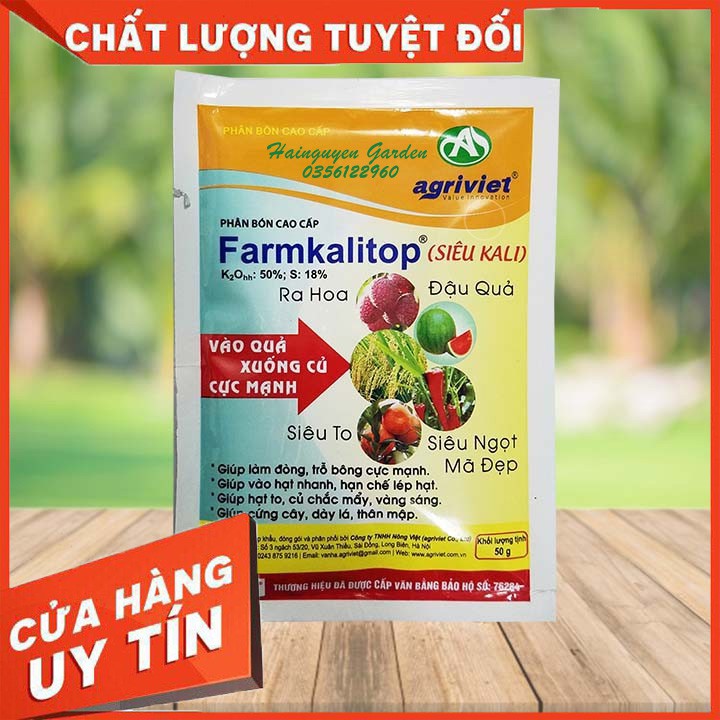 Phân bón nhập khẩu từ Bỉ Farmkalitop gói 25 gram ( siêu Kali) - Ra hoa, đậu quả, ngọt trái, mã đẹp