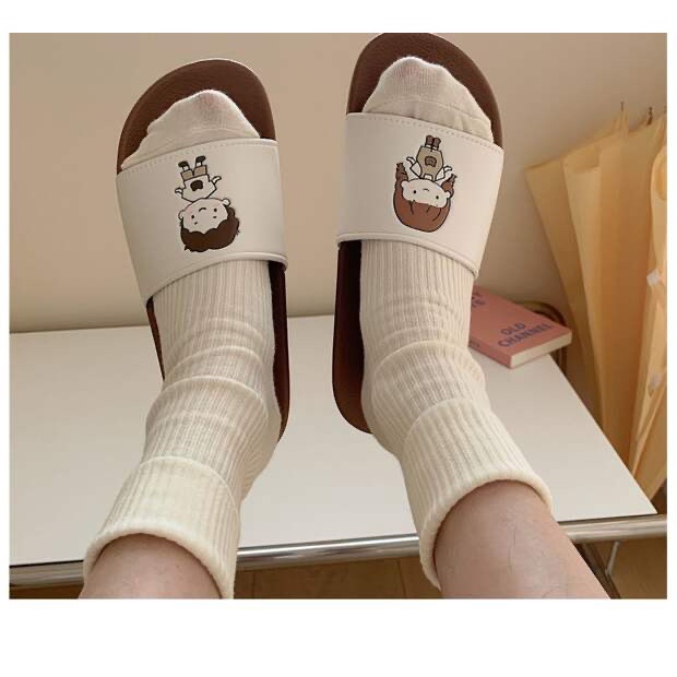 Dép quai ngang cao su hình Cô bé Cậu bé