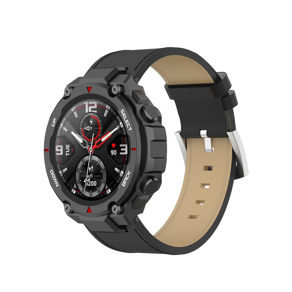 Dây Đeo Thay Thế Chất Liệu Da Màu Trơn Cho Xiaomi Huami Amazfit T-Rex Trex A1918