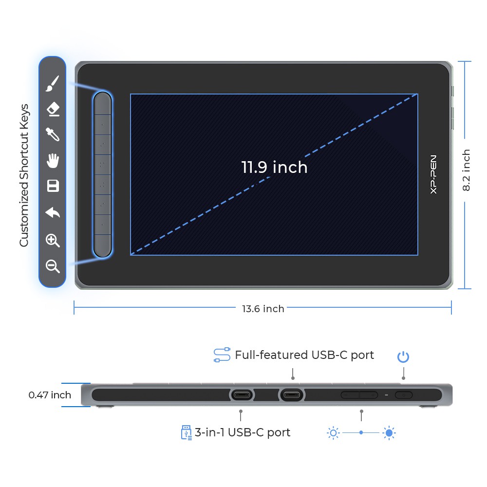 Bảng Vẽ Màn Hình XP-PEN Artist 12 Gen 2 Chip X3 127% SRGB Cảm Ứng Nghiêng