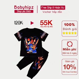 Đồ bộ bé trai mặc nhà đi chơi đẹp giá rẻ thời trang thoáng mát mùa hè chất cotton bé 4 đến 13 tuổi - BBH063
