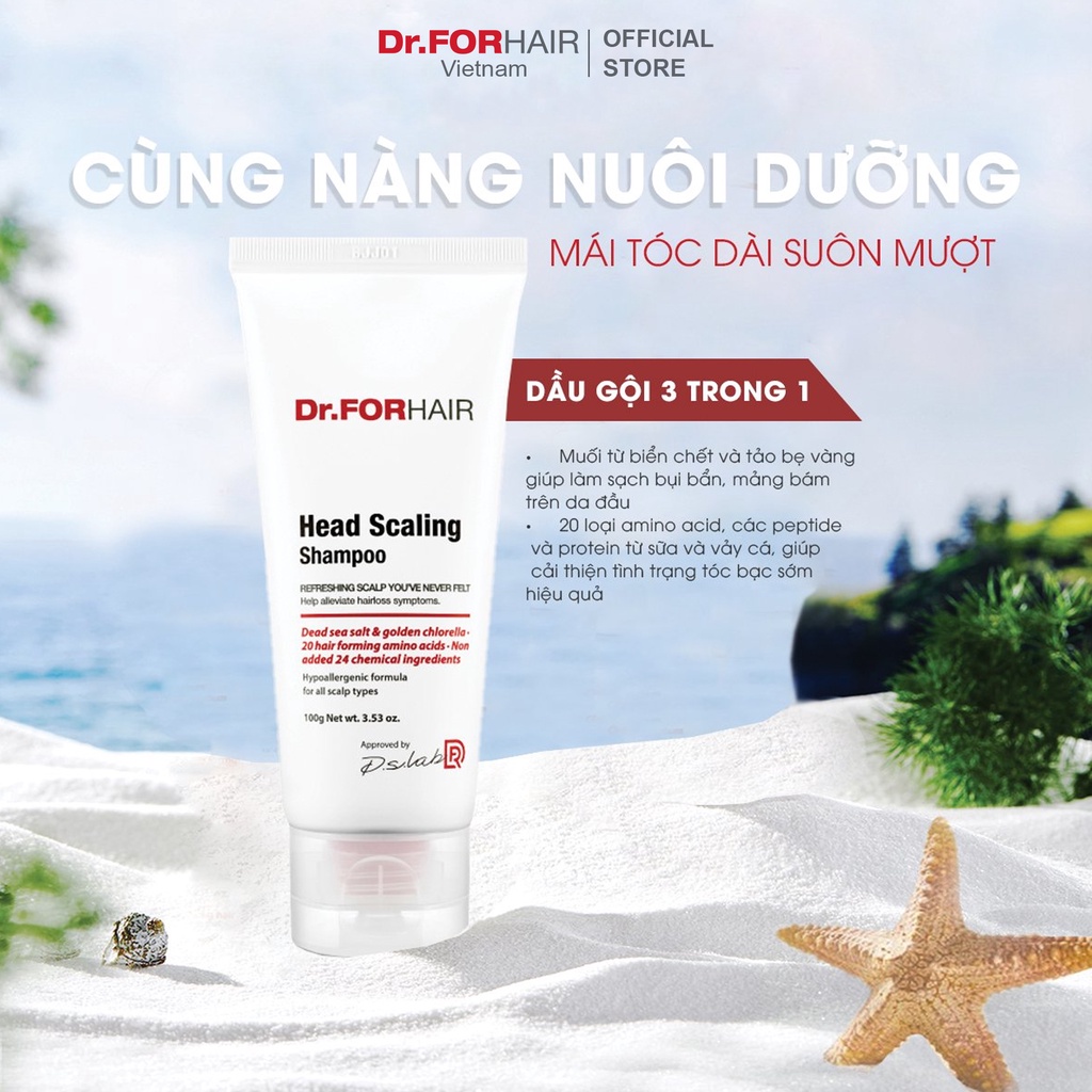 Dầu gội dưỡng tóc, nuôi dưỡng da đầu, giảm rụng tóc, cải thiện tóc bạc sớm Dr. FORHAIR Head Scaling Shampoo 3 in 1 100g