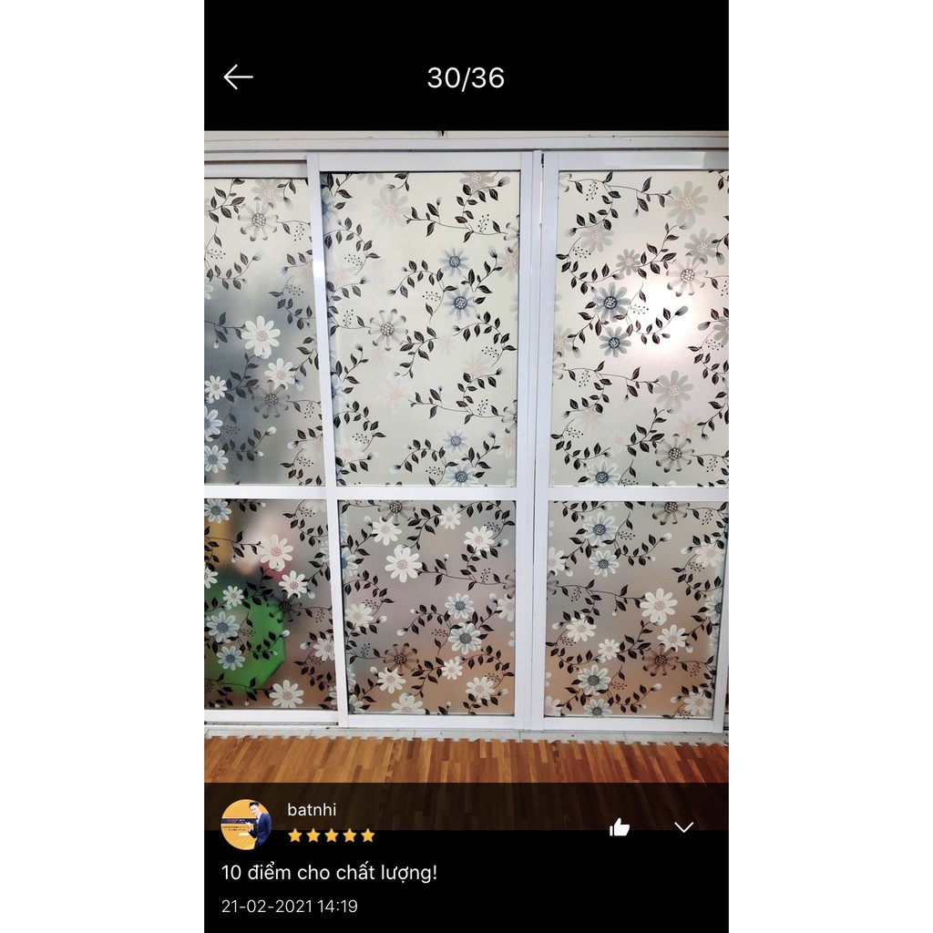 Giấy dán kính mờ khổ 90cm dài đặt theo số lượng x1m mã 9913 hình hoa to