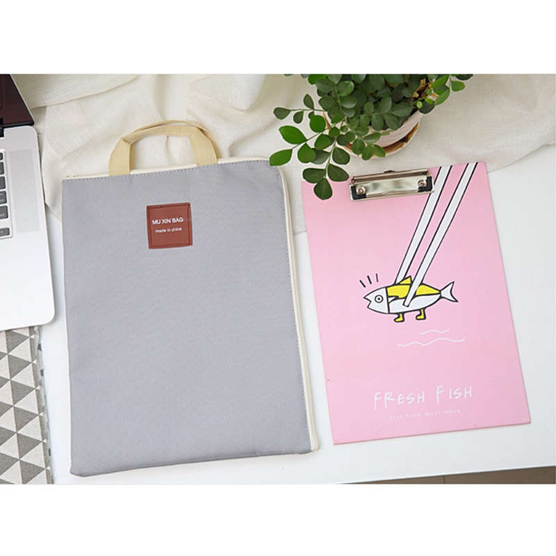 Túi Vải Canvas Đựng Laptop Khổ A4 13 inch Đa Năng Chống Thấm Nước Có Khóa Kéo