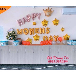 [CHẤT LƯỢNG] TẶNG BƠM + BĂNG DÍNH - KN01- Bóng Trang Trí Ngày Phụ Nữ Happy Womens Day