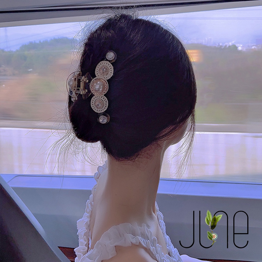 Kẹp tóc càng cua đính ngọc trai nhân tạo phong cách vintage  thời trang Hàn Quốc, June Accessories