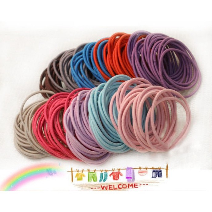 Set 100 chun cột tóc trơn nhiều màu cho bạn gái