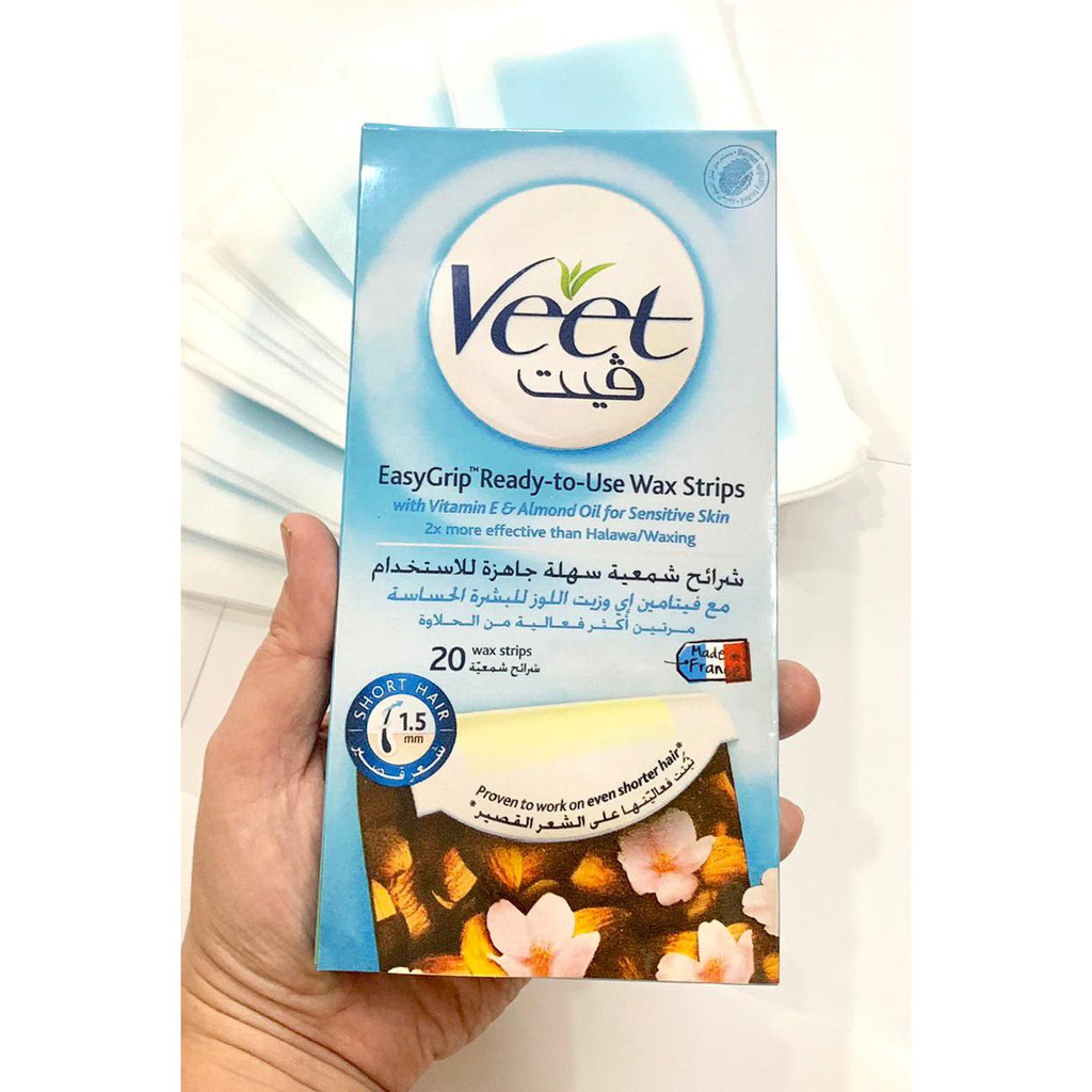 Miếng dán wax lông VEET - sáp tẩy lông toàn thân - (hộp 20 wax trip) - HX925