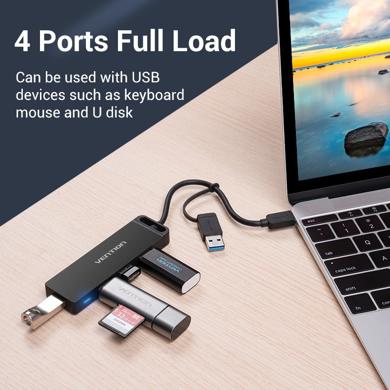 VENTION Bộ Chia Usb 3.0 &amp; Type-C 4 Cổng Usb 3.0 Tốc Độ Cao