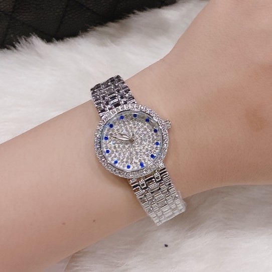 Đồng hồ nữ BEE SISTER, full đá, số đính kim cương xanh, full box, thẻ bảo hành 12 tháng - Dongho.BS