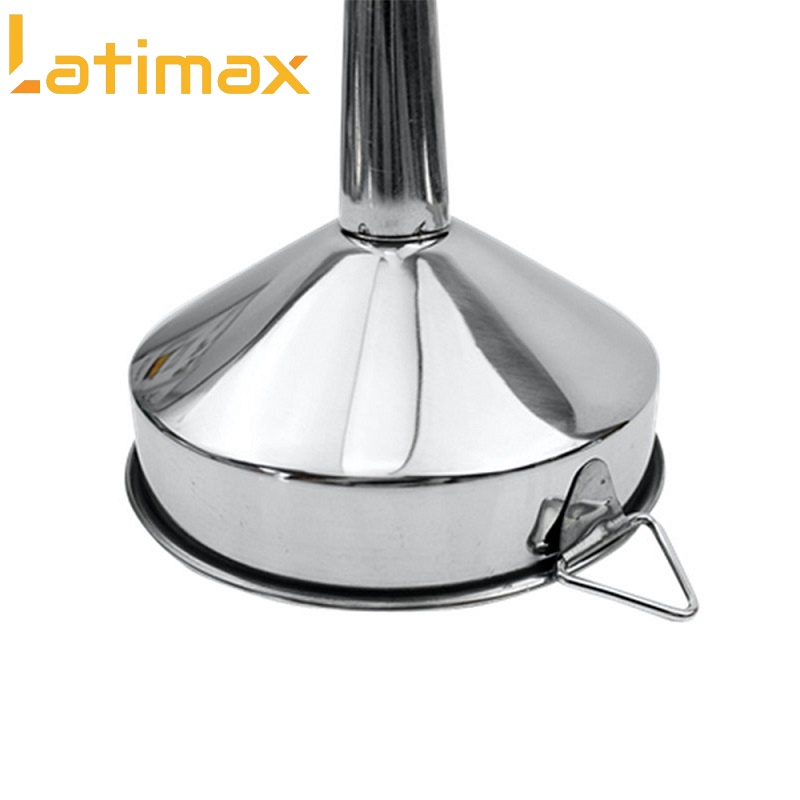 Phễu Inox rót chất lỏng đường kính 10cm chuyên dùng cho nhà bếp, rót dầu, mật ong có móc cầm tay tiện lợi Latimax