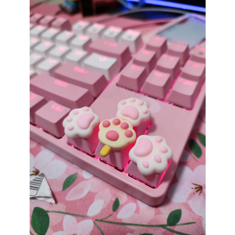 Keycap Lẻ Chân Mèo Đáng Yêu Phô Mai Que Nút Bàn Phím Cơ