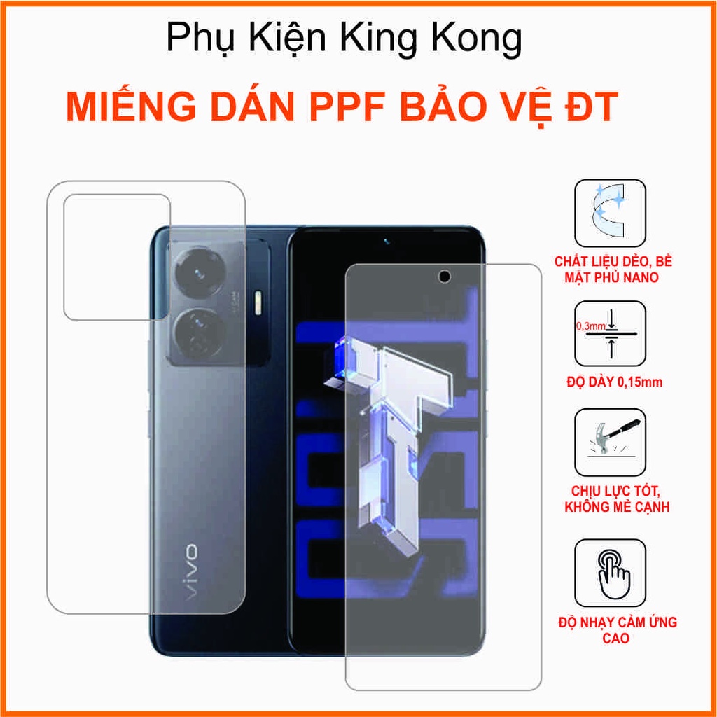 Miếng dán Ppf  màn hình Vivo T1 5G Dán Ppf mặt sau chống bám vân tay