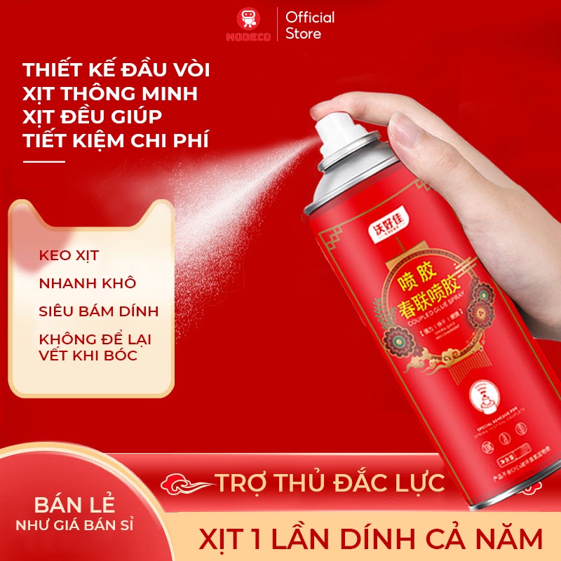 Keo Dán Dạng Xịt Đa Năng Thần Thánh Modeco - Không Để Lại Vết Keo - Dán Xốp Tường, Giấy, Áp Phích, Tờ Rơi, Chữ Hỷ, Decal