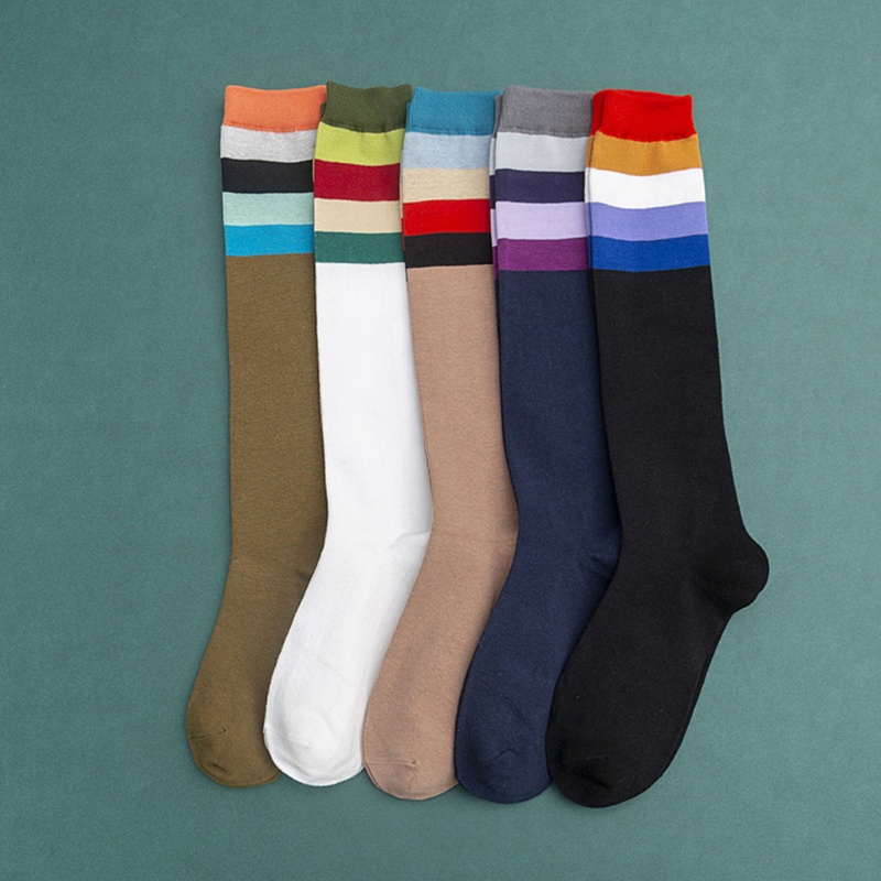 Xiangbao Vớ Thể Thao Dài Đến Đầu Gối Kẻ Sọc Cá Tính Cho Nữ Acce