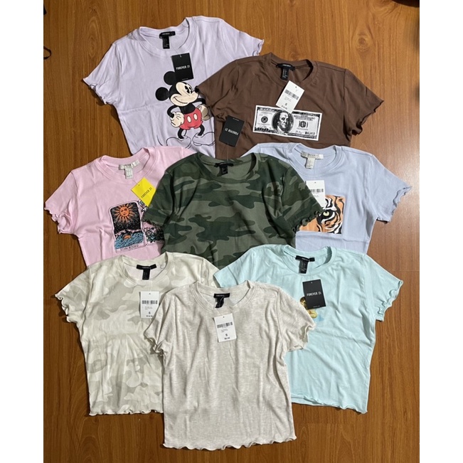 Áo thun crop top cuốn biên F21 VNXK