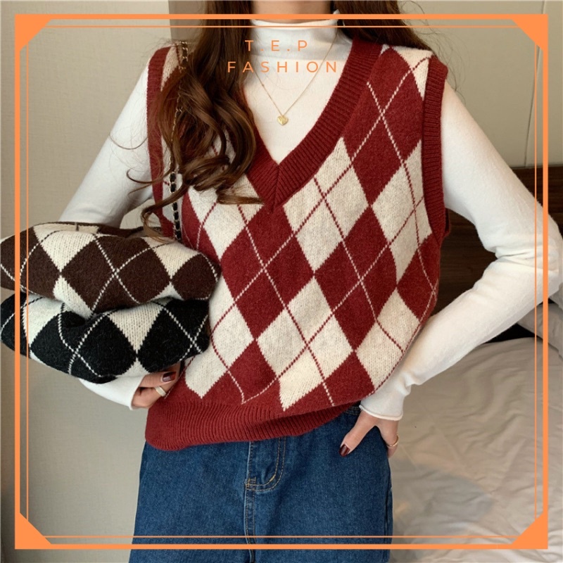 TEP VENUS Áo Gile Len Nữ Hoạ Tiết Cazo Nhiều Màu , Áo Len Hở Tay Cazo Tep Fashion TEP VENUS CAM KẾT: - Hàng có sẵn, giao