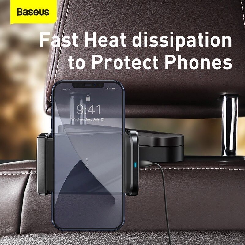 Bộ đế giữ điện thoại gắn lưng ghế trước tích hợp sạc không dây Baseus Energy Storage Backseat Holder Wireless Charger.