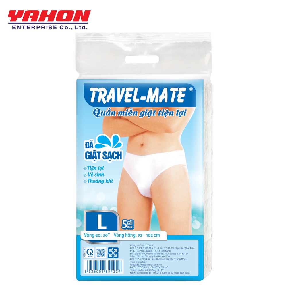 QUẦN LÓT DU LỊCH TIỆN LỢI TRAVEL-MATE NAM 5 CÁI/BAO