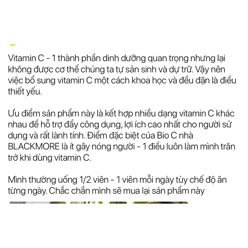 Viên ngậm nhai Blackmores Bio C 500mg, 1000mg