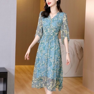 Đầm ren voan nữ cao cấp hoạ tiết hoa lá nhẹ nhàng thanh lịch QCNP4289