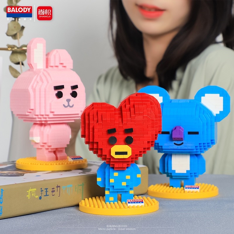 Lego 3D BTS BT21 hình Cooky Tata Koya dễ thương tặng kèm búa và dụng cụ tháo lắp