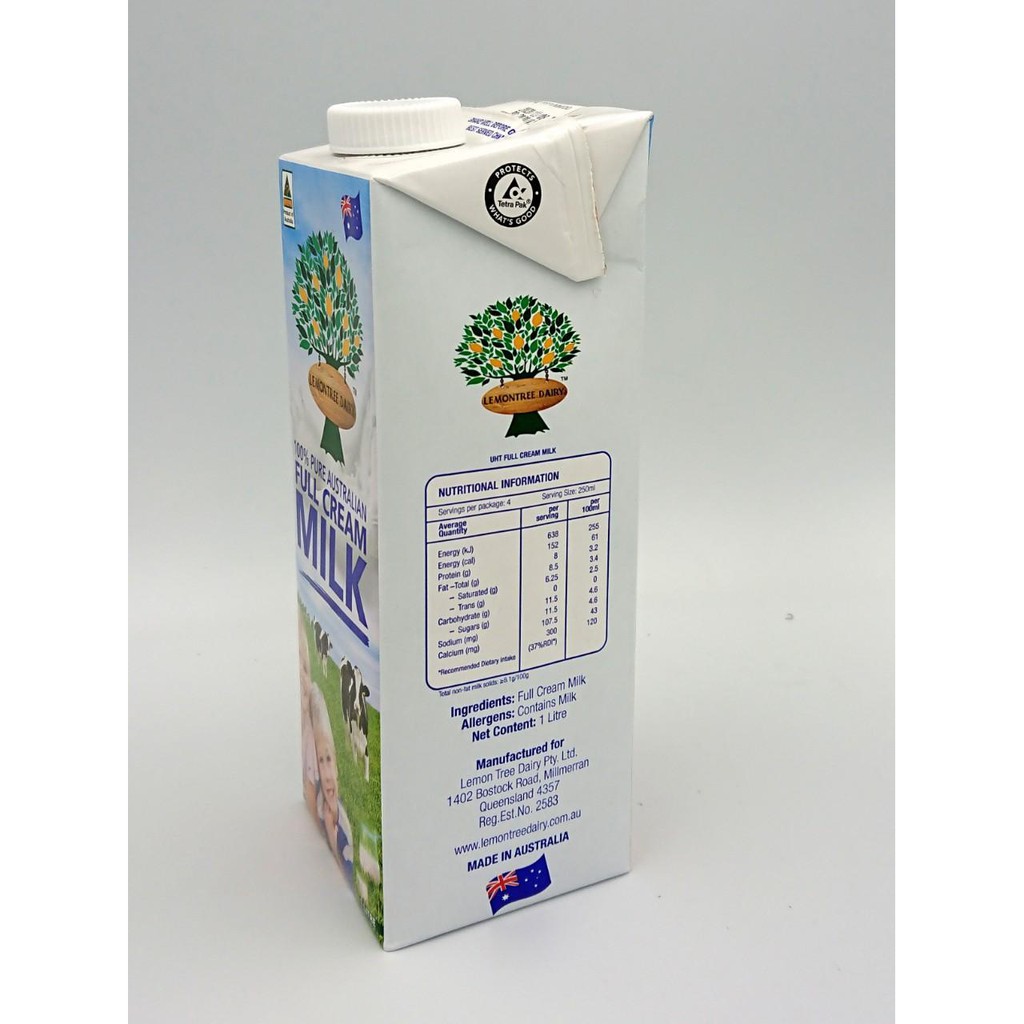 Combo 4 hộp Sữa tươi nguyên chất nhập khẩu từ Úc - Lemon Tree (4 x 1 lit)