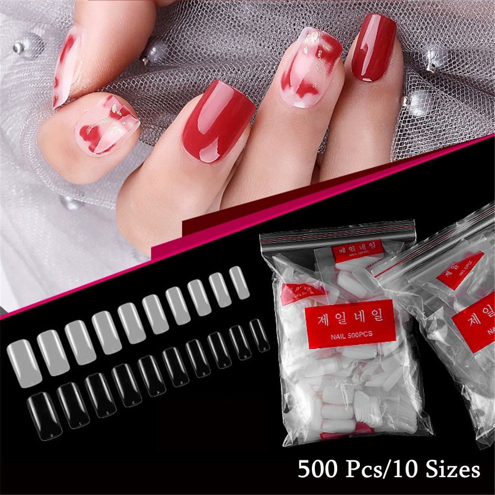 Bộ 500 móng tay tự nhiên trong suốt dùng để nối móng cao cấp
