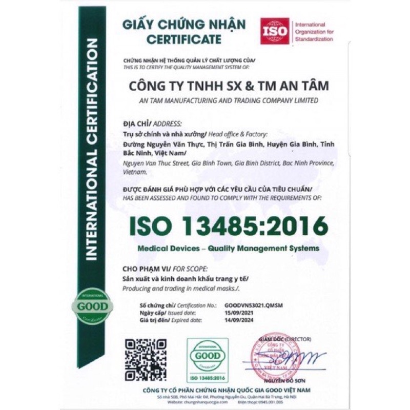 ✅( Giá sỉ ) Thùng 300 cái khẩu trang 4 lớp KF94 An Tâm kháng khuẩn cao cấp Màu Trắng