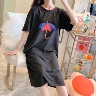 Đầm Suông Váy Suông Form Rộng In Hình Cái Dù Xinh Tay Ngắn Xẻ Tà Phong Cách Basic Tới 70kg Hot Trending TTDS0403