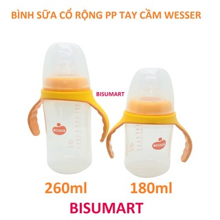 Bình Sữa Wesser Cổ Rộng PP Mẫu mới 180ml - 260ml