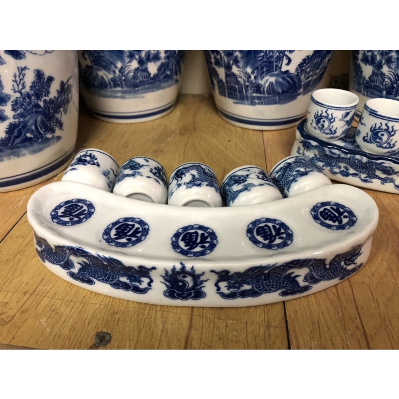 Kỷ Thờ Men Lam 3 và 5 chén