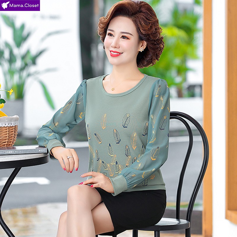 #F2027 ÁO VOAN CỔ TRÒN HỌA TIẾT ĐƠN GIẢN 3 MÀU SANG TRỌNG QUÝ PHÁI DÀNH CHO NGƯỜI TRUNG NIÊN HOT NHẤT 2021 &lt;3