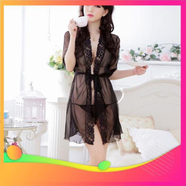 [ COSPLAY SEXY KATA - HÀNG CAO CẤP ] Áo choàng ngủ ren kèm quần chip quyến rũ MS1060 | BigBuy360 - bigbuy360.vn