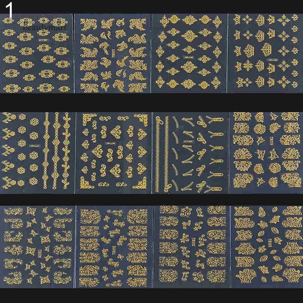 [Hàng mới về] Set 12 tấm miếng dán trang trí móng nghệ thuật