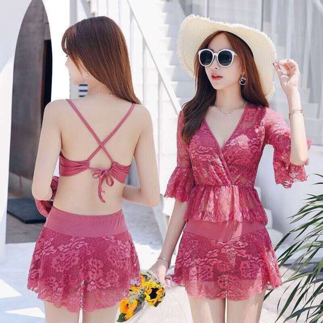 BIKINI SET 3 MÓN ĐI BIỂN SIÊU XINH PHONG CÁCH TIỂU THƯ CỰC NHẸ NHÀNG CHẤT LIỆU REN MỀM MẠI | WebRaoVat - webraovat.net.vn