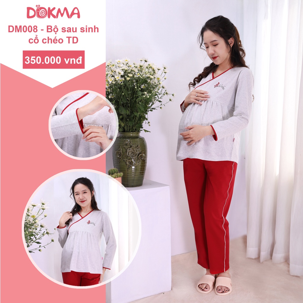 Bộ sau sinh cổ chéo tay dài Dokma DM008