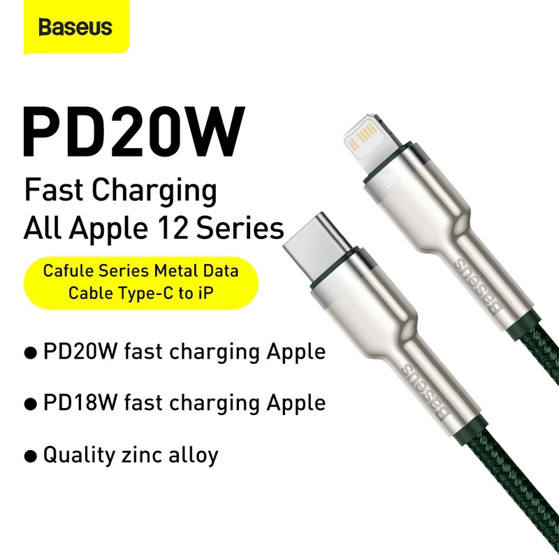 Dây cáp sạc nhanh Baseus cho iphone từ đầu type C sang đầu Lightning 20w