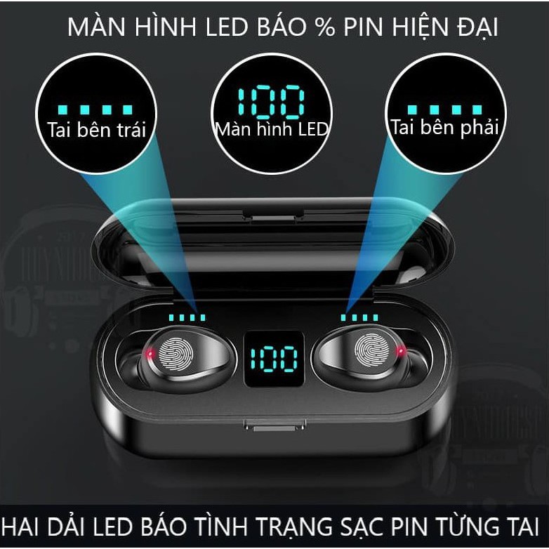 ✅COD✅Amoi F9 Wireless Headset Touch Headset Digital Display Headset Bilateral Call Headset Large Battery Compartment Earhead