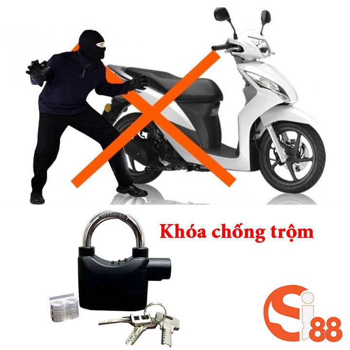 Ổ khóa chống trộm xem máy thông minh có còi báo động GD213