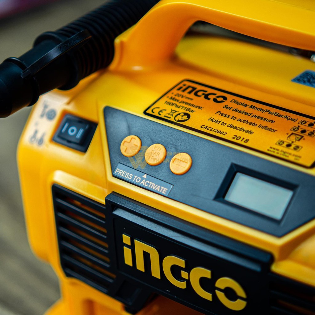MÁY BƠM HƠI TỰ ĐỘNG DÙNG PIN INGCO 20V CACLI2002 ( không kèm pin và sạc )