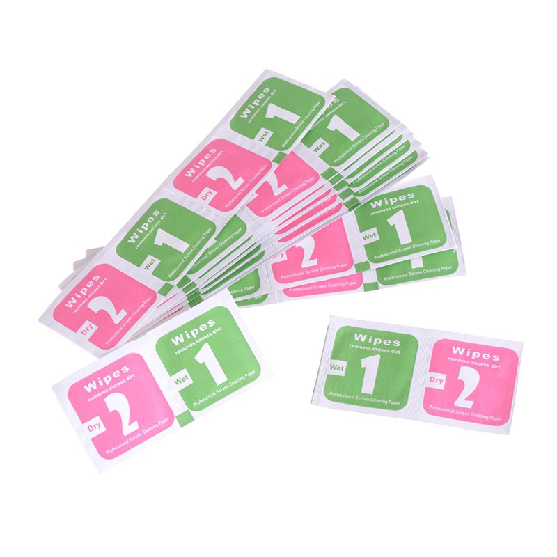 Bộ 2 món với khăn lau ướt và khô dùng để lau màn hình điện thoại / máy ảnh